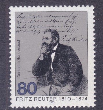 ALMANYA 1985 Yazar Fritz Reuter’in Doğumunun 175. Yıldönümü