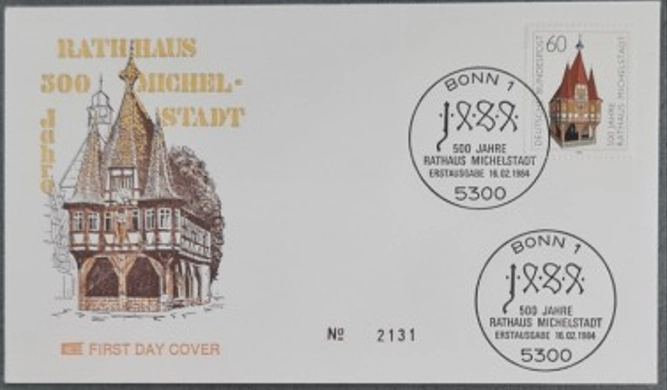Almanya 1984 Michelstadt belediye binası FDC, Bonn