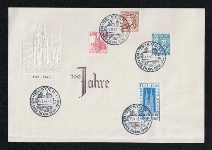Köln Katedrali’nin (Kölner Dom) 700. yılına özel hatıra posta zarfı.