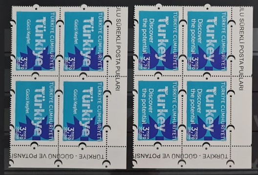 2017 TÜRKİYE GÜCÜNÜ VE POTANSİYELİNİ KEŞFET KONULU SÜREKLİ POSTA PULLARI 4’LÜ KÖŞE BLOK MNH