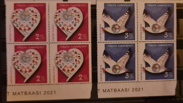 2021 SÜREKLİ POSTA PULLARI HOŞGÖRÜ VE SEVGİ 4’LÜ MNH BLOK