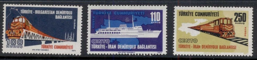 1971 TÜRKİYE İRAN VE TÜRKİYE BULGARİSTAN DEMİRYOLU BAĞLANTILARI MNH MNH