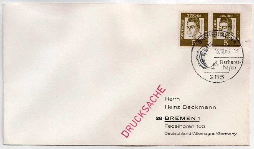 Almanya 1966 – Bremerhaven Balıkçılık Limanı Damgalı Zarf