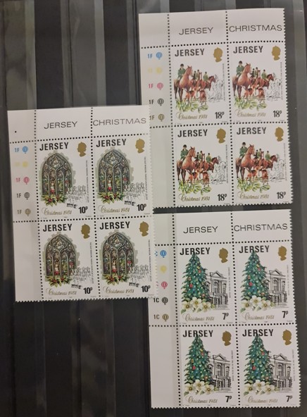 JERSEY 1981 Noel, yeni yıl pulları 4’lü Blok
