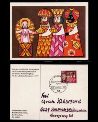 1972 Almanya Noel Yardım Kartı – Ersttagskarte