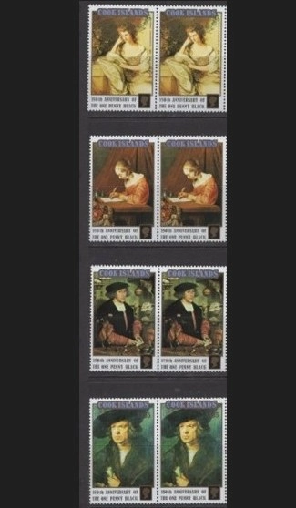  COOK ISLANDS 1990 TABLOLAR PENNY BLACK İLK POSTA PULU DAMGASIZ MNH 2’Lİ TAM SET