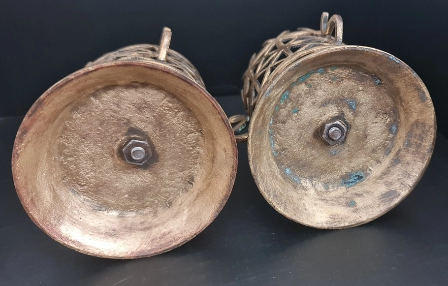 Vintage Pirinç Kafes Şamdan, Mumluk Çİft