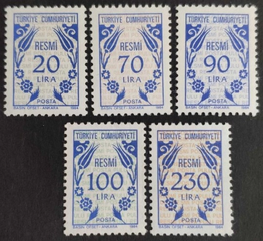 Türkiye 1984 Resmi Posta Pulları, Mnh Damgasız Tam Seri
