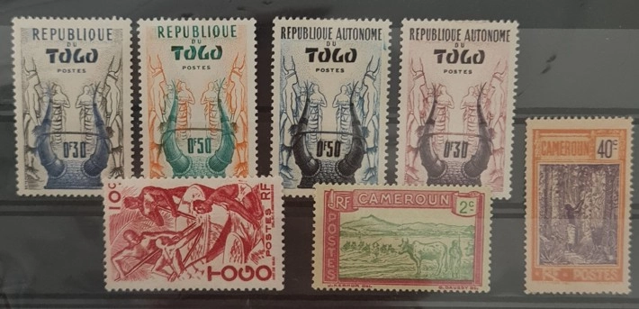 Fransız Sömürge Dönemi Togo & Kamerun Posta Pulları Lotu, Mnh Damgasız
