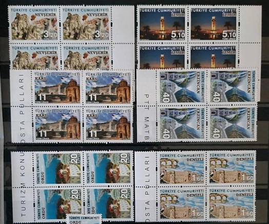 2016 TURİZM KONULU SÜREKLİ POSTA PULLARI 4’LÜ BLOK MNH