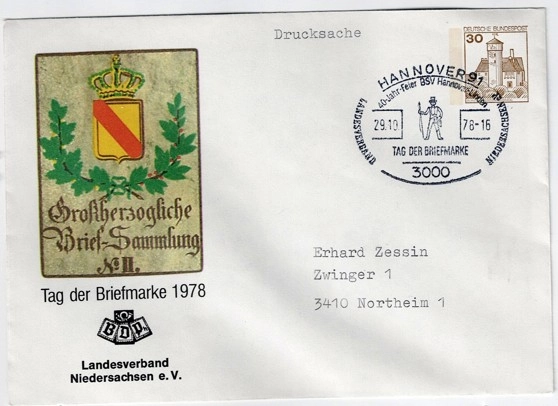 Tag der Briefmarke 1978 – Hannover Özel Damgalı Anma Zarfı