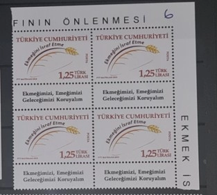 2015 EKMEK İSRAFININ ÖNLENMESİ 4’lü KÖŞE BLOK MNH