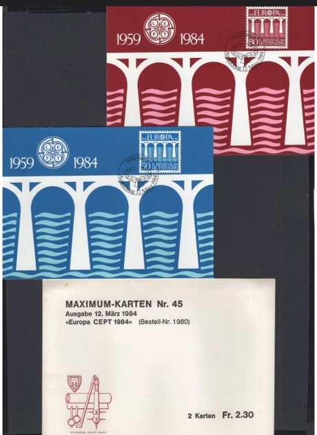 1984 LIECHTENSTEIN MAXIMUM CARD TAM SET, ORİJİNAL ZARFIN İÇİNDE