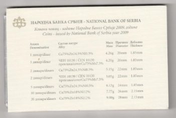SIRBİSTAN 2009 DARPHANE TEDAVÜL MADENİ PARA SETİ