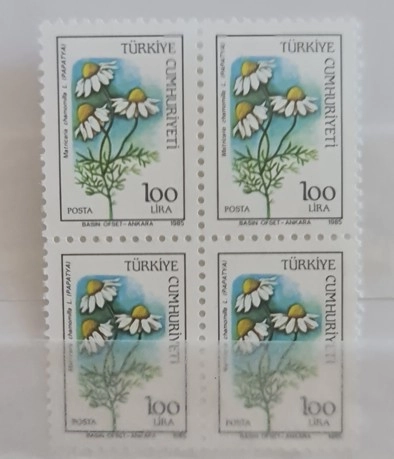 TÜRKİYE 1985 KIR ÇİÇEKLERİ KONULU SÜREKLİ SERİ, 100 LİRA MNH 4’LÜ BLOK