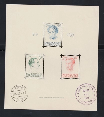 1939 Lüksemburg – Salon du Timbre Anma Bloğu MNH