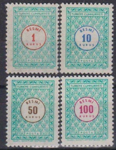 TÜRKİYE 1969 RESMİ PULLAR MNH