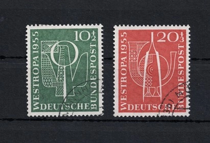 1955 WESTROPA Almanya Pul Serisi (Damgalı - 2’li Tam Set)