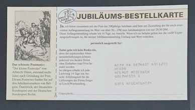 1990 Almanya 500 Jahre Post – Hermann E. Sieger Anma Zarfı, Broşür 