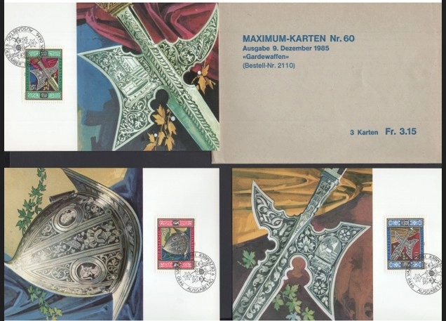 1985 LIECHTENSTEIN MAXIMUM CARD TAM SET, ORİJİNAL ZARFIN İÇİNDE