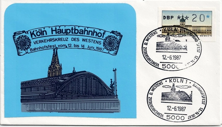 1987 Köln Merkez İstasyonu (Köln Hauptbahnhof)– İstasyon Festivali Anma Zarfı