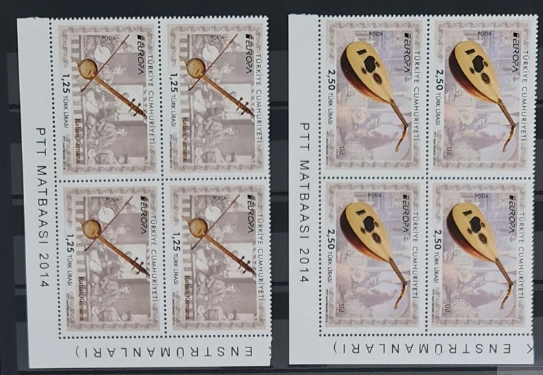 2014 EUROPA CEPT AVRUPA ULUSAL, MÜZİK ENSTRÜMANLARI 4’LÜ KÖŞE BLOK MNH