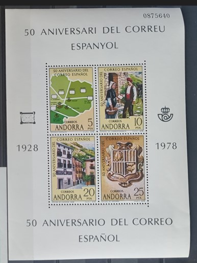 ANDORRA İSPANYA 1978 Posta Hizmetlerinin 50. Yıldönümü