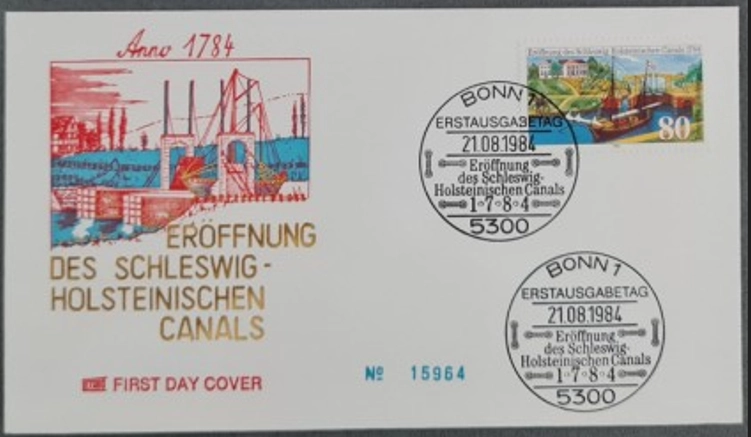 Almanya 1984 Schleswig-Holstein Kanalı’nın açılışı FDC, Bonn