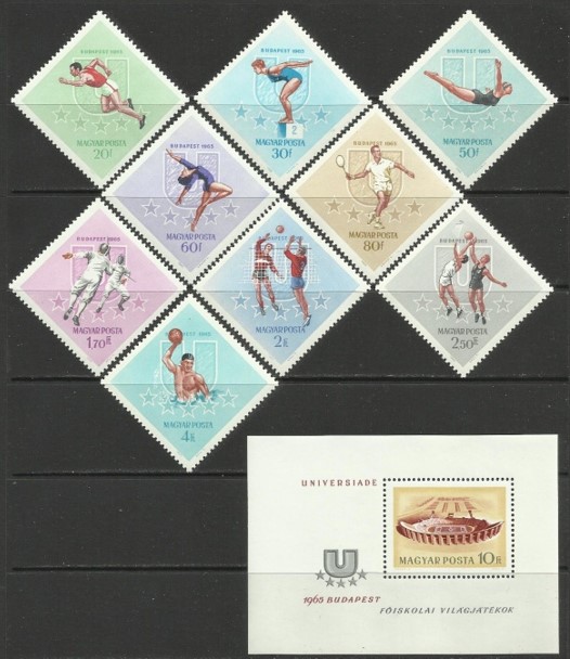 MACARİSTAN 1965 ÜNİVERSİTE SPOR OYUNLARI BLOK+SERİ TAM SET