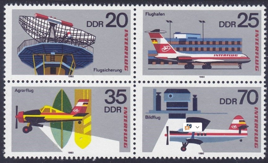  ALMANYA DDR 1980 İNTERFLUG HAVAALANI VE UÇAKLAR 