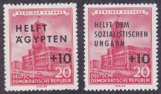 ALMANYA DDR 1956 BERLİN BELEDİYE BİNASI SÜRŞARJLI İKİLİ MNH SET