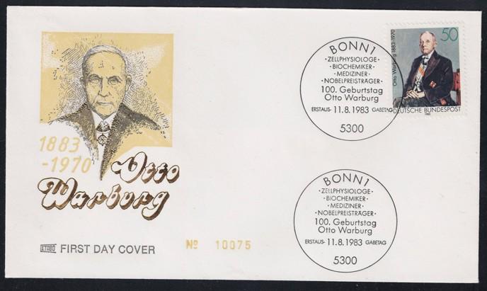 ALMANYA 1983 Otto Warburg Doğumunun 100. yılı FDC