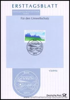 Almanya ETB 1/2002 – Für den Umweltschutz (Uluslararası Dağlar Yılı)