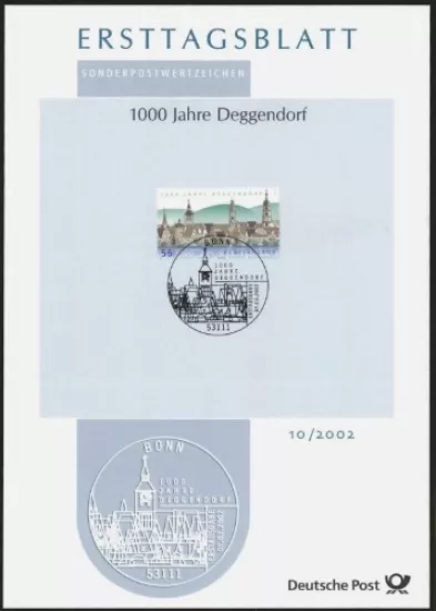 Almanya ETB, Ersttagsblatt 10/2002 – 1000 Jahre Deggendorf