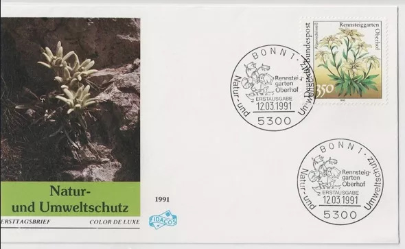 Almanya 1991 Doğa ve çevre koruma; Rennsteiggarten Oberhof bahçesindeki bitkiler FDC