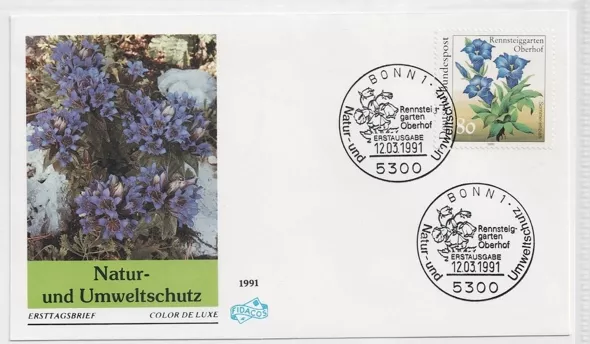 Almanya 1991 Doğa ve çevre koruma; Rennsteiggarten Oberhof bahçesindeki bitkiler FDC