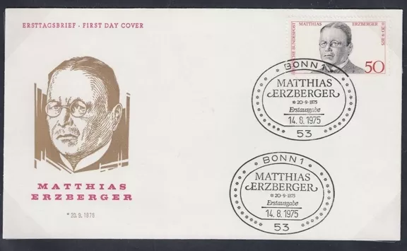 Almanya 1975 Matthias Erzberger’in 100. doğum günü FDC