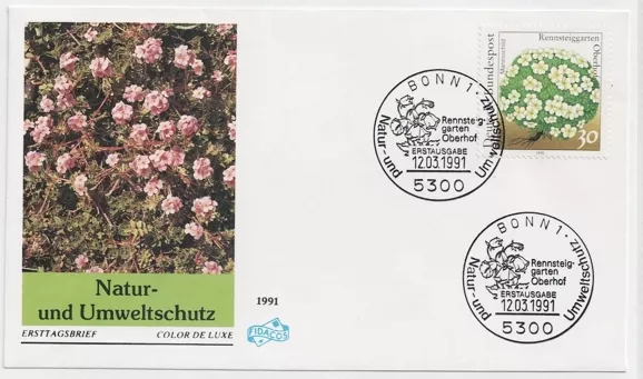 Almanya 1991 Doğa ve çevre koruma; Rennsteiggarten Oberhof bahçesindeki bitkiler FDC