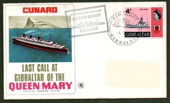 Gibraltar 1968 RMS Queen Elizabeth, Las Palmas’a Son Ziyaret FDC