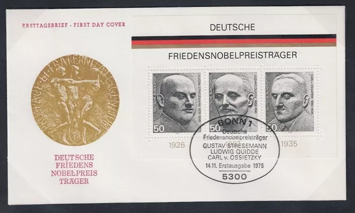  Almanya 1975 Alman Nobel Barış Ödülü Sahipleri Blok FDC