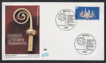 Almanya 1987 Bremen’in piskoposluğa yükselmesinin 1200. yıldönümü FDC