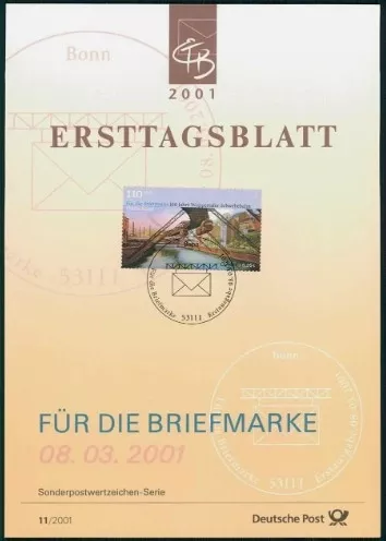 Almanya ETB, Ersttagsblatt 11/2001 –150 Jahre Eisenbahn im Rheinland” (Renanya’da Demiryolunun 150. yılı