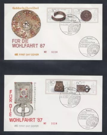 Almanya 1987 Altın ve Gümüş Takı 1987 (FDC çifti)