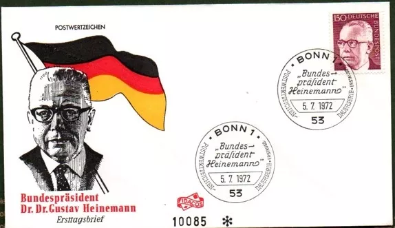 Almanya 1971 Gustav Heinemann FDC