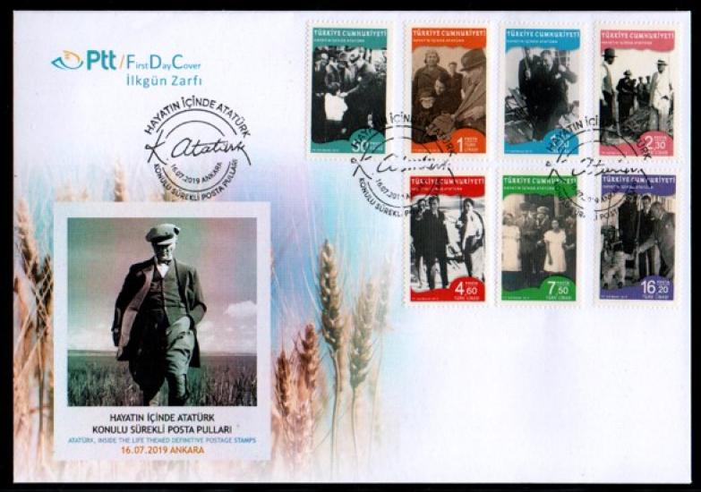 2019 HAYATIN İÇİNDE ATATÜRK KONULU SÜREKLİ POSTA PULLARI FDC
