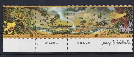 Birleşmiş Milletler New York 1993 “Çevre — İklim” temalı dört pul Mnh
