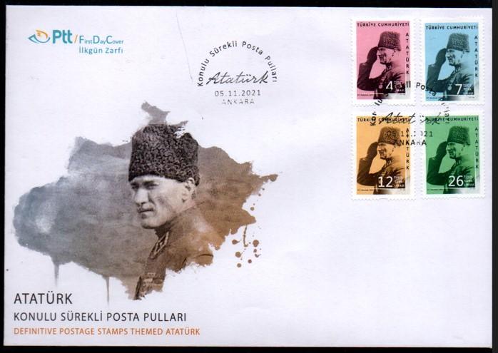 2021 ATATÜRK KONULU SÜREKLİ POSTA PULLARI FDC