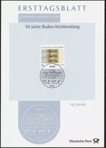 Almanya ETB, Ersttagsblatt 13/2002 – Für den Sport 2002