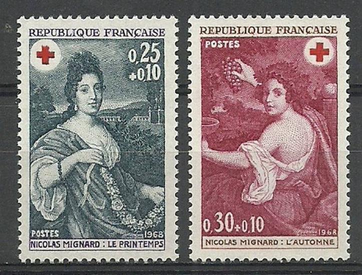 FRANSA 1968 Kızıl Haç, Yardım Pulları