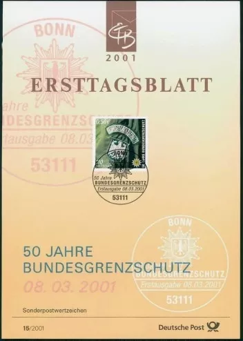 Almanya ETB, Ersttagsblatt 15/2001 – 50 Yıl Bundesgrenzschutz